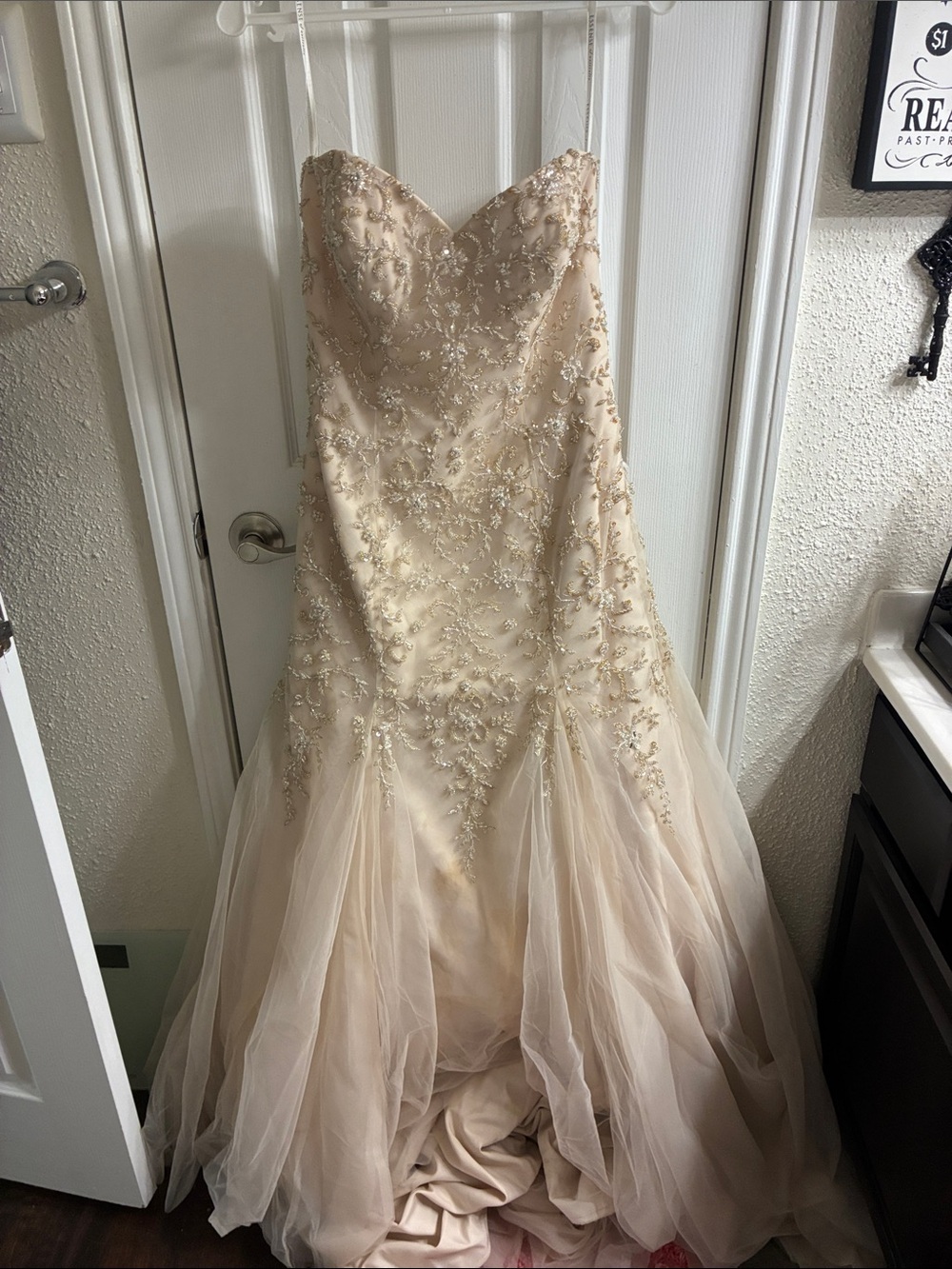 Strapless Embellished Bridal Gown in Champagne